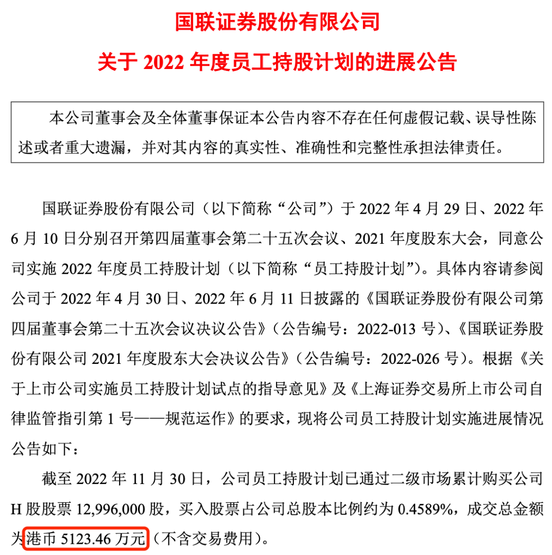 短短一个多月，国联证券员工持股计划买股进度超68%